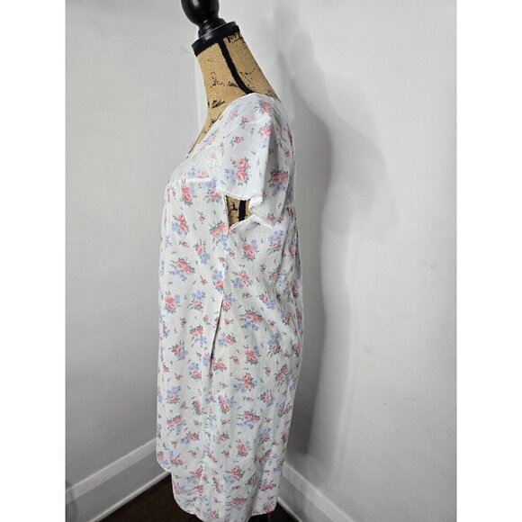 Vintage Dainty Floral Grannycore Cotton Night Gown House Dress - Picture 6 of 11